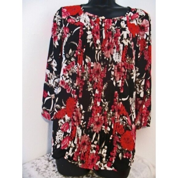 Womens Roz&Ali Size Small Red&Black Long sleeves, ribbed, Tunic, very soft. - Picture 4 of 7